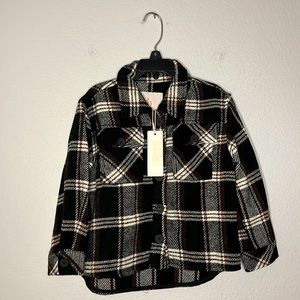 NWT Gianni Bini Girls jacket size 6 black white and brown plaid
